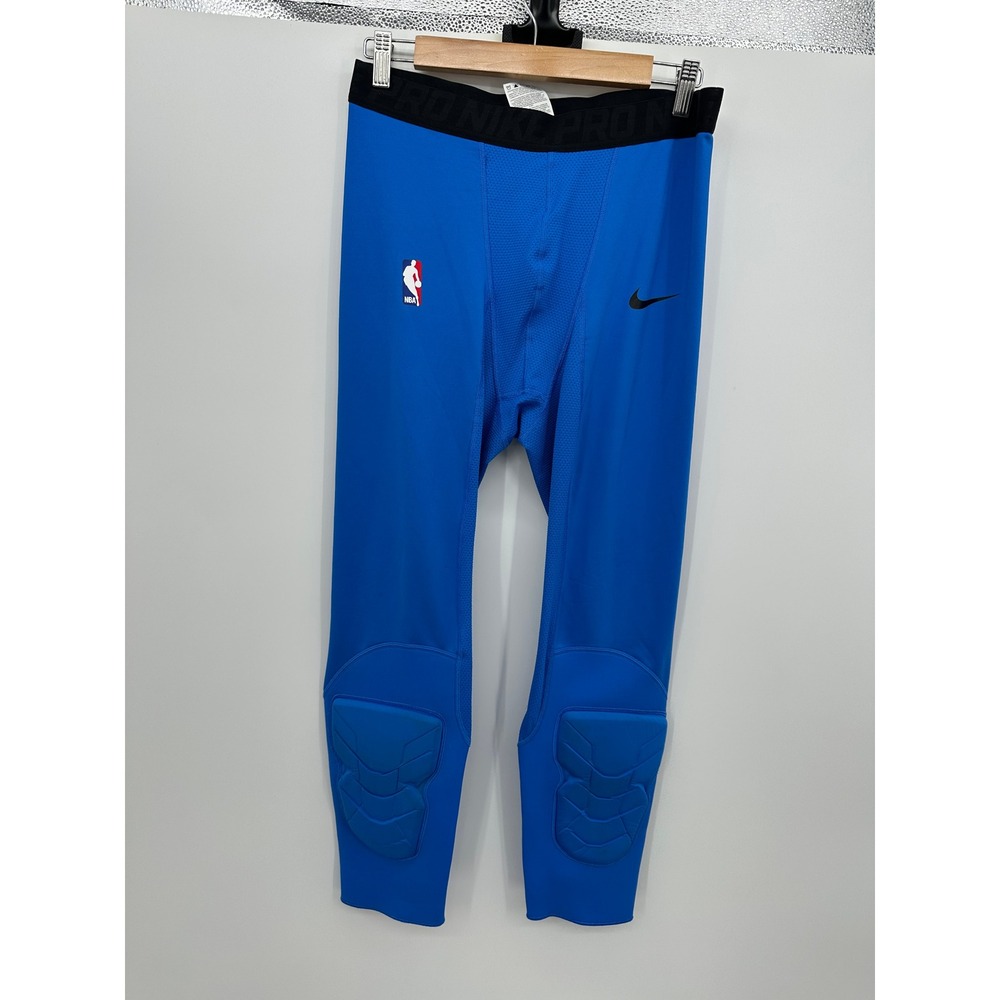 Nike Pro NBA Mens XL Tall Padded Basketball Compression Tights 3/4 Leggings Blue